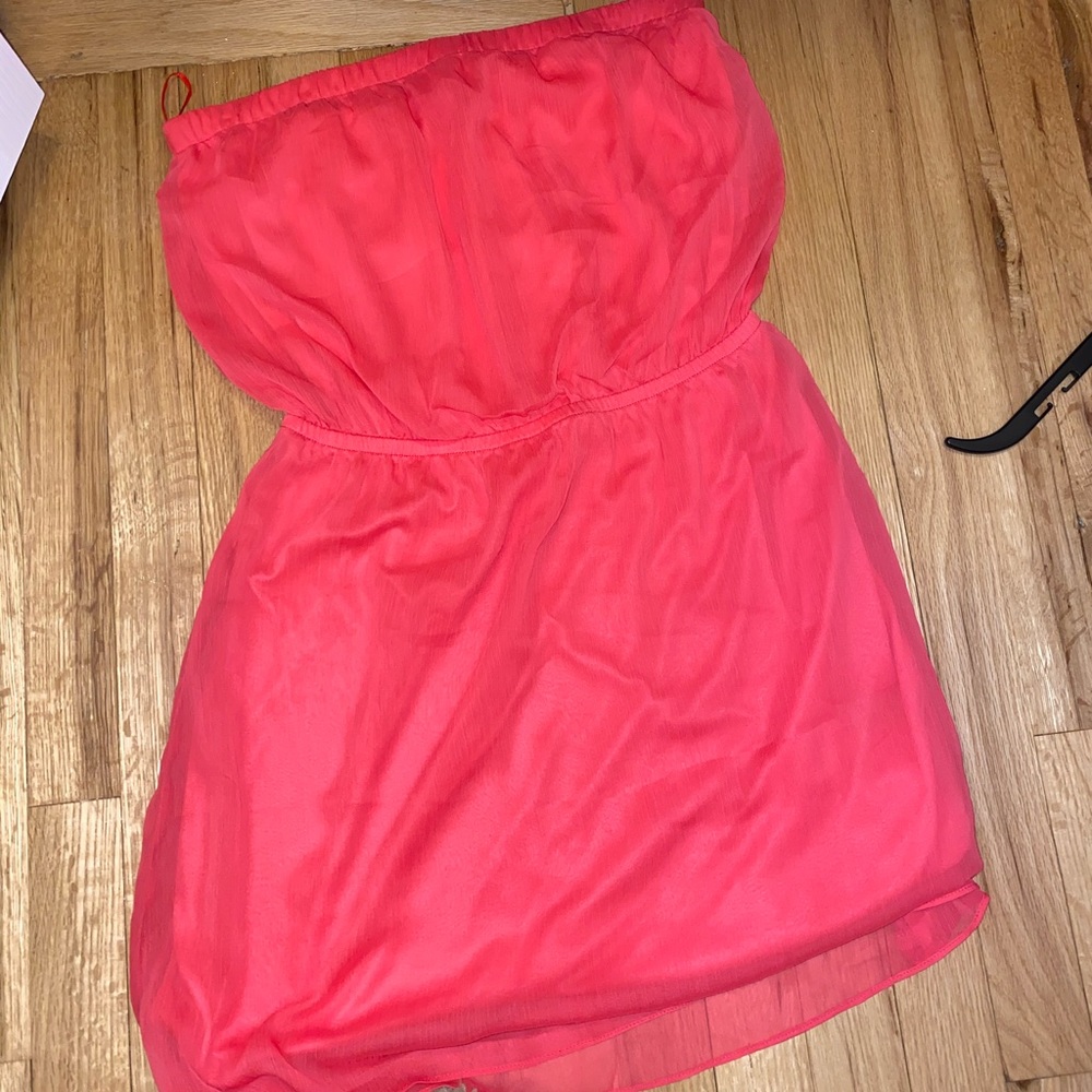 Coral strapless dress